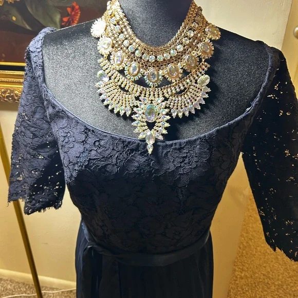 City Chic Midnight Blue Lace Maxi Dress - Picture 2 of 4